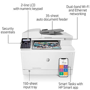 HP Color Laserjet Pro M183fw Wireless All-in-One Laser Printer - White, Print Scan Copy Fax - 16 ppm, 600 x 600 dpi, Voice-Activated, 35-Page ADF, Ethernet