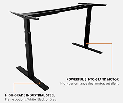 ActiveDesk Standing Desk with Electric Adjustable Height 24.5-50 inches (Dual Motors), Grey Frame - Solid White Classic Table Top Size 53" x 30"