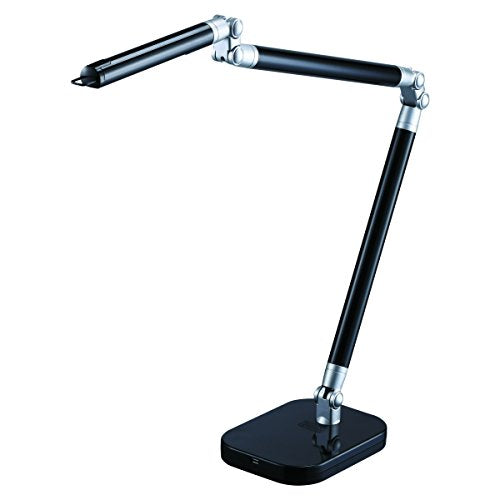BLACK+DECKER PureOptics Summit Flex Ultra Reach 10W Flicker-Free Natural Daylight LED Desk Lamp with USB Charging Port, 6 Dimming Levels (447 Lumens), Black/Gray (LED10ARC-BLK)