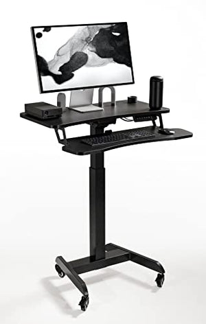 OCOMMO Height Adjustable Mobile Workstation with Keyboard Tray - Sit to Stand Desk