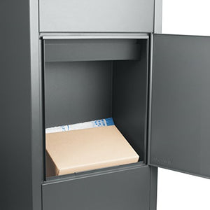 Large Steel Freestanding Floor Parcel Lockable Drop Slot Mail Box, Grey
