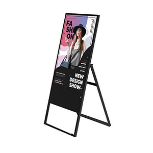 Hyper Lumin Kiosk Commercial Digital Signage Display, 43" Folding Retail Screen Free Standing A-Frame Digital Event Kiosk Sandwich Board Digital Advertising Display Led w/HD Video Screen