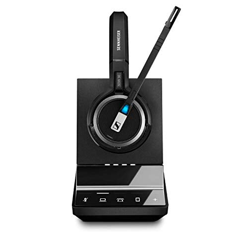 Sennheiser SDW 5036 (507020) - Single-Sided (Monaural) Wireless Dect Headset for Desk Phone Softphone/PC & Mobile Phone Connection Dual Microphone Ultra Noise Cancelling, Black