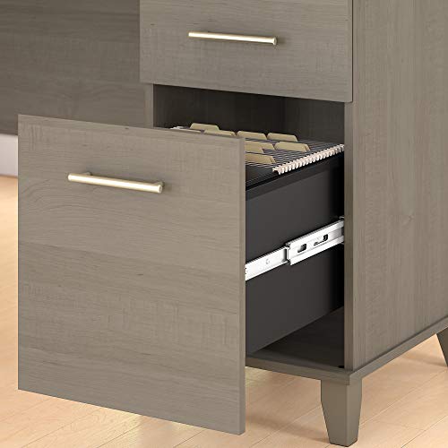 Bush Furniture Somerset 60W L Shaped Desk with Hutch and 5 Shelf Bookcase