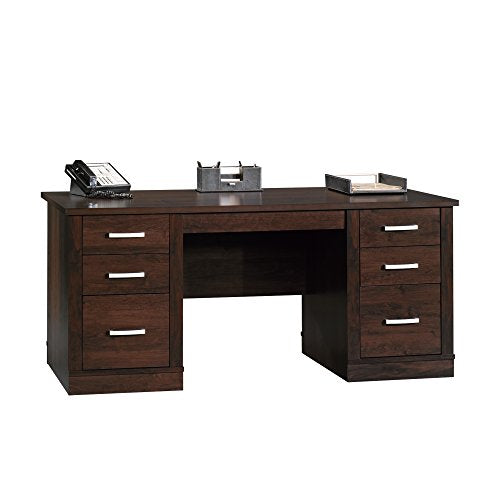 Sauder 408289 Office Port Executive Desk, Dark Alder Finish