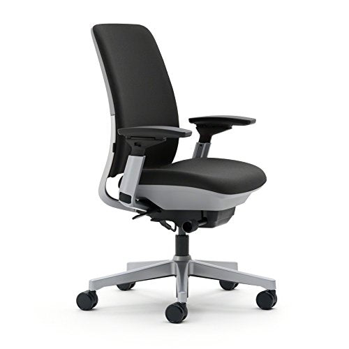 Steelcase Amia Task Chair: Adjustable Back Tension - LiveLumbar Support - Seat Slider - 4 Way Adjustable Arms - Black Frame/Black Fabric