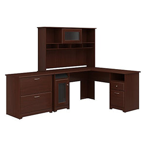 Cabot L Shaped Desk with Hutch and Lateral File Cabinet
