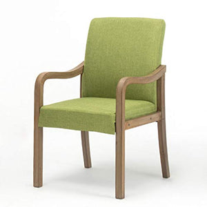 RILOOP Wooden Dining Chairs with Arm, Fabric Upholstered, Green