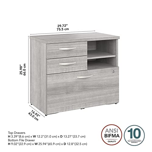 Bush Business Furniture Studio A 26-inch Office Storage Cabinet with 2 Shelves and Drawers, Platinum Gray by Bush Business Furniture