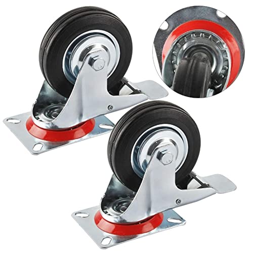 Multipurpose 4pcs 125mm Furniture Casters Heavy Duty Black Swivel Castor Wheels