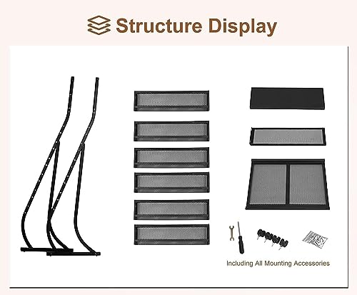 HACSYP Brochure Display Stand with Wheels, Floor-Standing Magazine Holder (Black)