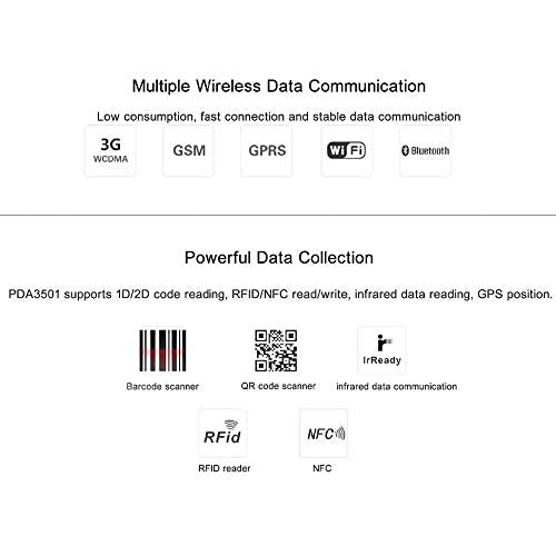 Handheld Mobile Terminal 1D 2D Barcode Scanner, Android 5.1 OS, NFC 13.56MHz, 3G, WiFi, BT4.0, 3.5inch Touch Screen, for Warehouse, Manufacturing Inventory (Size : Charging Base Kit)