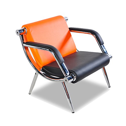 walnest Office Reception Chairs Set Guest Chair with Armrest Leather Room Sofa Padded Cushions Airport Hospital Bank (21-Seat,Orange and Black)