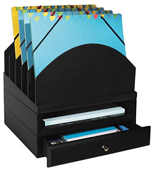 Bindertek Stacking Wood Desk Organizers Step Up File/Tray/Drawer Kit, Black (WK1-BK)