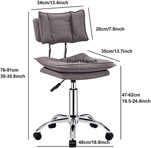 VIGAT Swivel Office Chair with Backrest, Armless Hydraulic Adjustable Height, Leather Cushion - Off-White