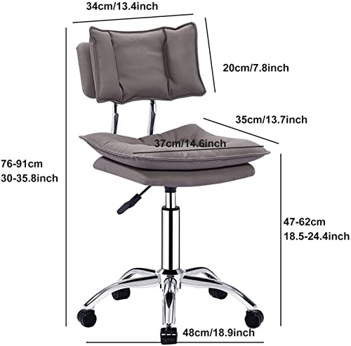 VIGAT Swivel Office Chair with Backrest, Armless Hydraulic Adjustable Height, Leather Cushion - Off-White