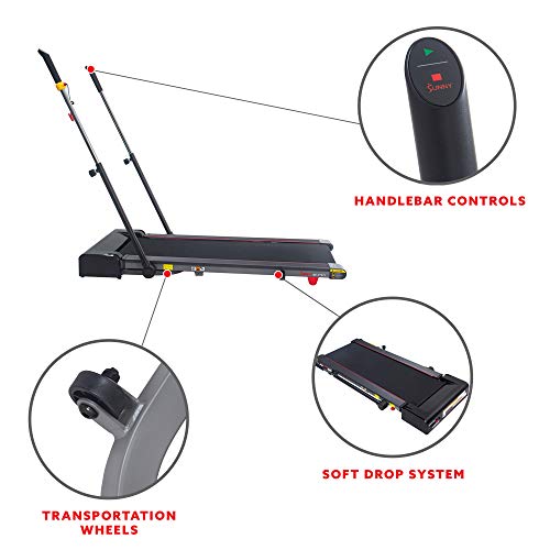 Sunny Health & Fitness Slim Folding Treadmill Trekpad with Arm Exercisers - SF-T7971, Black