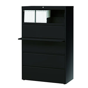 Office Dimensions Commercial Grade 36" Wide 5 Drawer Lateral File Cabinet with Posting Shelf, Black