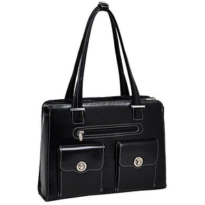 McKlein, W Series, Verona, Top Grain Cowhide Leather, 15" Leather Fly-Through Checkpoint-Friendly Ladies' Laptop Briefcase, Black (96625)