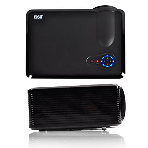 Pyle Updated Video  Projector 5” - LCD Panel LED Cinema Home Theater with Built-in Stereo Speakers, 2 HDMI Ports & Keystone Adjustable Picture Projection for TV PC Computer & Laptop - PRJLE33