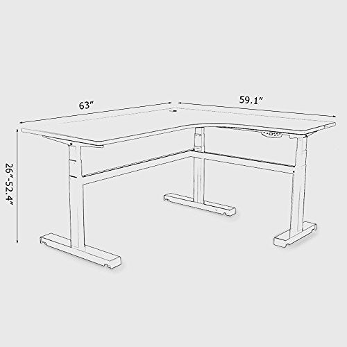OUTO Electric Lifting Desk The l-Shaped Wireless Remote Control Electric Lifting Desk Standing Desk Memory Desk Learning to Write (White)(Without top Panel)