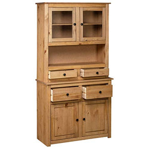 ULUYYUC Highboard Display Cabinet Solid Pine Panama Range