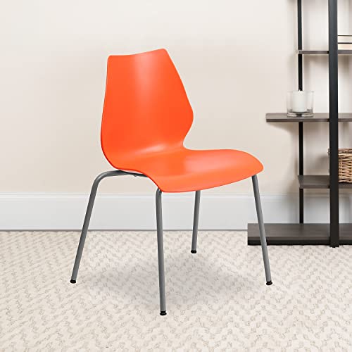 Flash Furniture 5 Pack HERCULES Series Orange Stack Chair with Lumbar Support