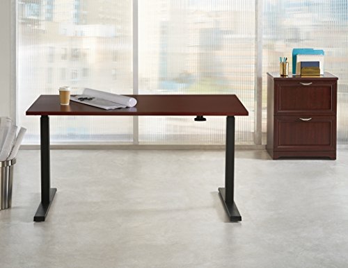 Realspace Magellan Pneumatic Sit-Stand Height-Adjustable Desk, Classic Cherry