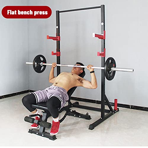 Qianglin Olympic Weight Set Pull-ups Bar Squat Rack Dip Stand Adjustable Height Power Cage Barbell Rack Weightlifting Bench Free Press Machine for Men Women Full Body Workout Strength Training