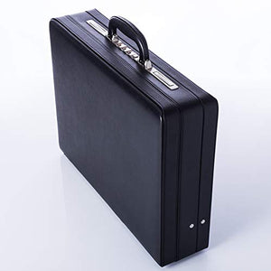 Leather Mens Briefcase Hardsided Attaché Hard Shell Vintage Outlook Organized Interior- Black