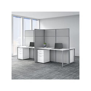 Bush Business Furniture 4 Person Cubicle Desk with File Cabinets Panels, 60W x 66H, Pure White