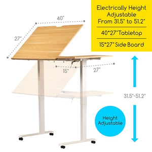 MEEDEN Electric Drafting Table with Adjustable Height and Tiltable Tabletop
