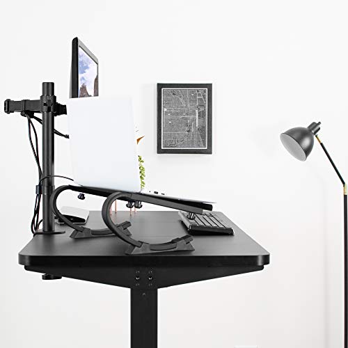 VIVO Electric 43 x 24 inch Stand Up Desk, 3 Section Table Top with Frame, Height Adjustable Standing Workstation with Simple Controller, Black, DESK-EP43TB