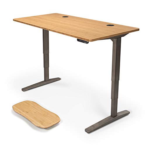 UPLIFT Desk V2 Bamboo Standing Desk 1" Thick Rectangular Carbonized Bamboo Desktop, Height Adjustable Frame (Industrial), Adv. Memory Keypad & Wire Grommets (Black), Bamboo Motion-X Board (72" x 30")