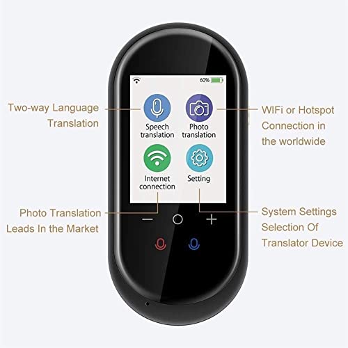 Language Translator Device Portable Instant WiFi/Hotspot Two-Way Real Time Online 106 Languages 2.4" Touch Screen Smart Translator (Black)