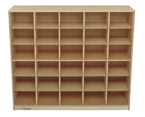 Childcraft 075042 Mobile Cubby with 30-Tray Capacity, 47-3/4" x 13" x 42", Natural Wood Tone
