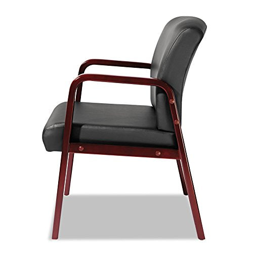 Alera ALERL4319C Reception Lounge Series Guest Chair, Cherry/Black Leather