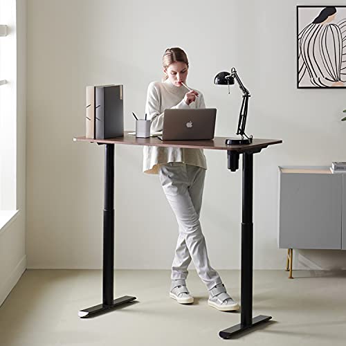 Harmati Electric Standing Desk Adjustable Height - 47 x 24 Inch Sit Stand Computer Desk, Stand Up Desk Table for Home Office, Black Frame/Walnut Top