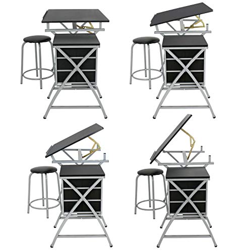 Drawing Desk Art Hobby Drafting Table Art Craft Folding Adjustable With Stool YJYDD