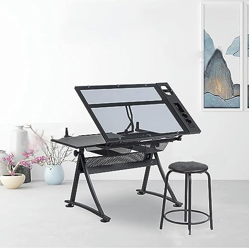 CNAOHGHN Drafting Desk with Liftable Glass Top
