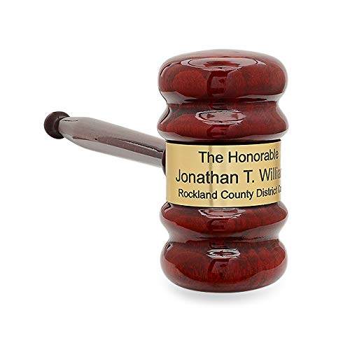 Engraved Gavel and Block Set | Judge's Personalized Gavel Engraved with Custom Message | Judge Gavel in Rosewood with Customized Brass Plaque - by Executive Gift Shoppe