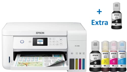 Epson EcoTank ET 2760 Special Edition All-in-One Inkjet Printer | Wireless Printing | Print, Copy, Scan | Prints up to 10 Pages per Minute in Black | Plus One Bonus Bottle of Black Ink - U Deal