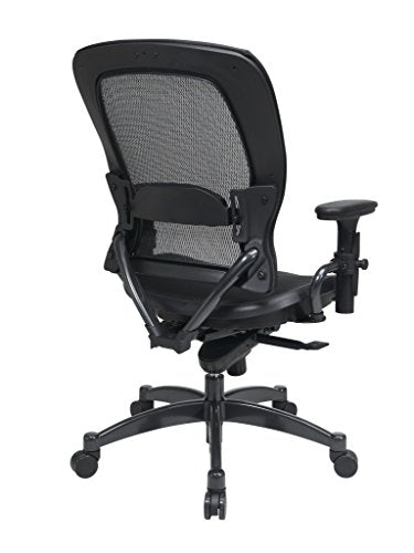 SPACE Seating Breathable Mesh Seat and Back, 2-to-1 Synchro Tilt Control, Adjustable Arms and Lumbar Support, with Gunmetal Finish Base Managers Chair, Black