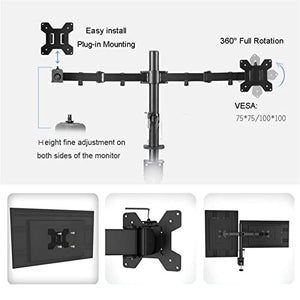 zlw-shop Dual Monitor Desk Mount Stand for 10-27" LCD LED Monitors, Ergonomic Full Motion Double Arms, Hold Up to 17.6 Lbs Each Arm, VESA 75x75/100x100mm