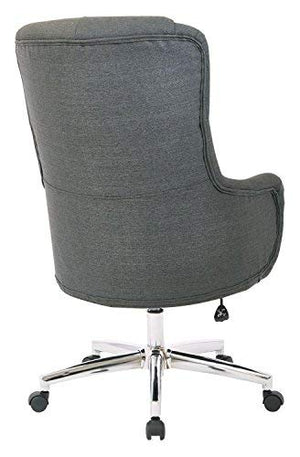 AVE SIX Ariel Tufted High Back Desk Chair with Wraparound Arms and Chrome Base, Klein Charcoal