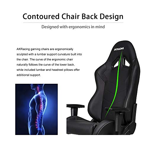 AKRacing Core Series SX Gaming Chair with High Backrest, Recliner, Swivel, Tilt, Rocker and Seat Height Adjustment Mechanisms with 5/10 Warranty - Black