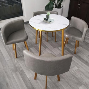 JNMDLAKO Round Office Reception Table & Chair Set for 4, 80cm