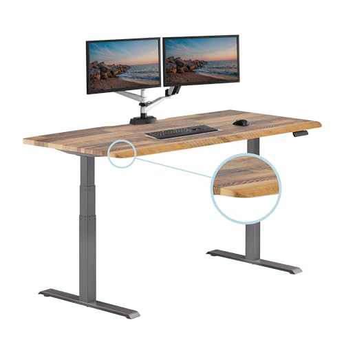 Vari Electric Standing Desk Height Adjustable (72x30) - Sloped Ergonomic Front Edge, Reclaimed Wood - 2 Packages