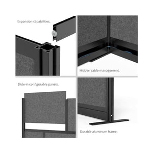 Luxor Modular Wall Room Divider System - Black Frame - 70" x 70" Starter Wall