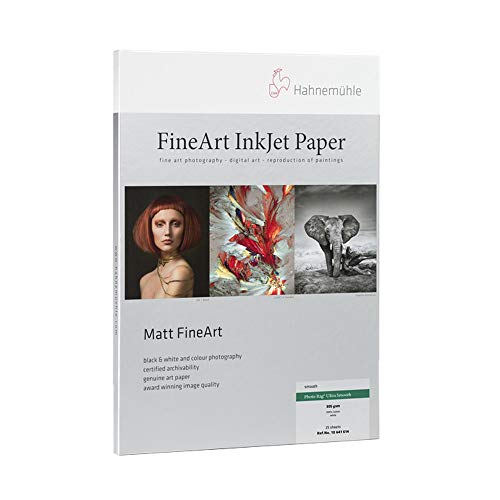 Hahnemuhle Photo Rag, 100% Rag, Ultra Smooth, White Matte Inkjet Paper, 305 GSM, 24"x39' Roll, 3" Core